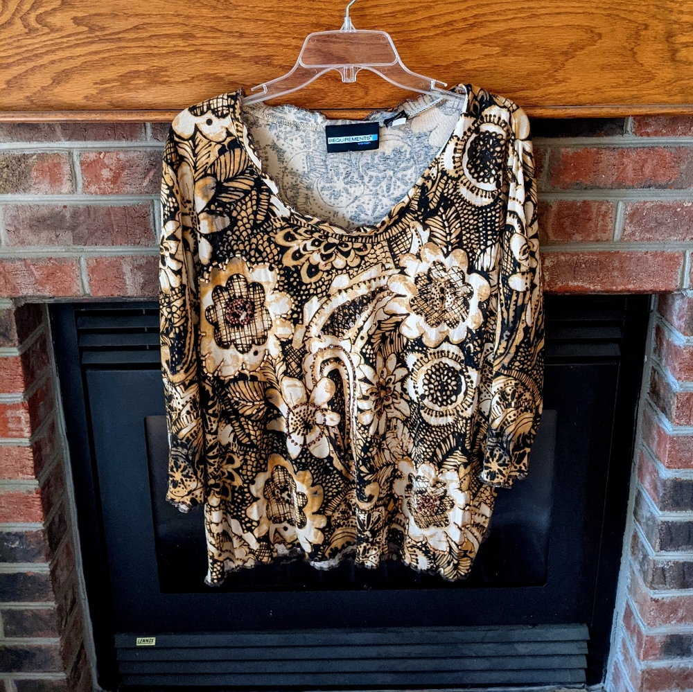 Requirements brown 3/4 sleeve top plus size 2x